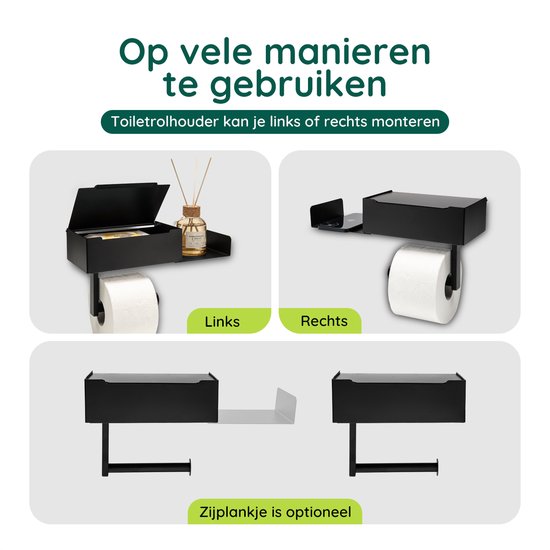 Toiletrolhouder met bakje voor vochtig toiletpapier - Badkameraccessoires kopen? | Korting tot 70