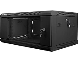 Lanberg - 19 Inch Wandrack - 4U - 600 x 450 mm - Glazen Deur - Zwart - Zelfmontage Rackkast V2