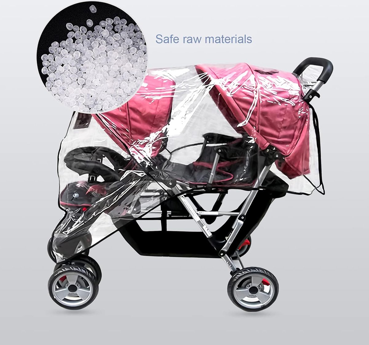 Universele regenhoes voor dubbele kinderwagen - Zachte, niet-giftige regenhoes - Transparante, winddichte, stofdichte hoes, Brother kinderwagen regenhoes - Stroller Sports kinderwagen waterdichte hoes – foto 2