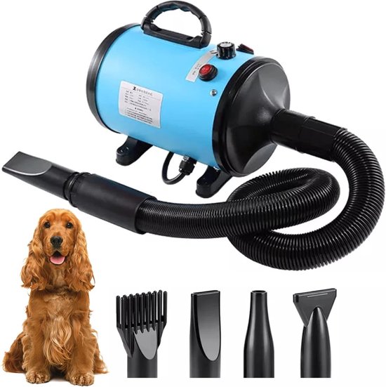 Professionele Hondenföhn / Waterblazer / Hondenborstel Met 3 Opzetstukken Verstelbare Vermogen Tot 2200w Warme Koude Stand