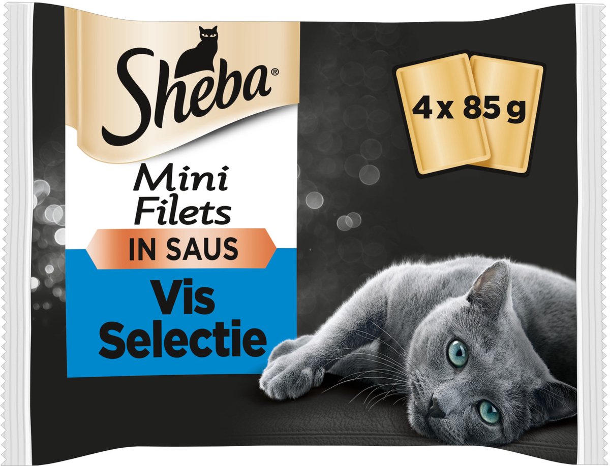 Sheba Mini Filets Adult Kattenvoer Natvoer Vis Selectie in Saus Kuipjes 340 gr
