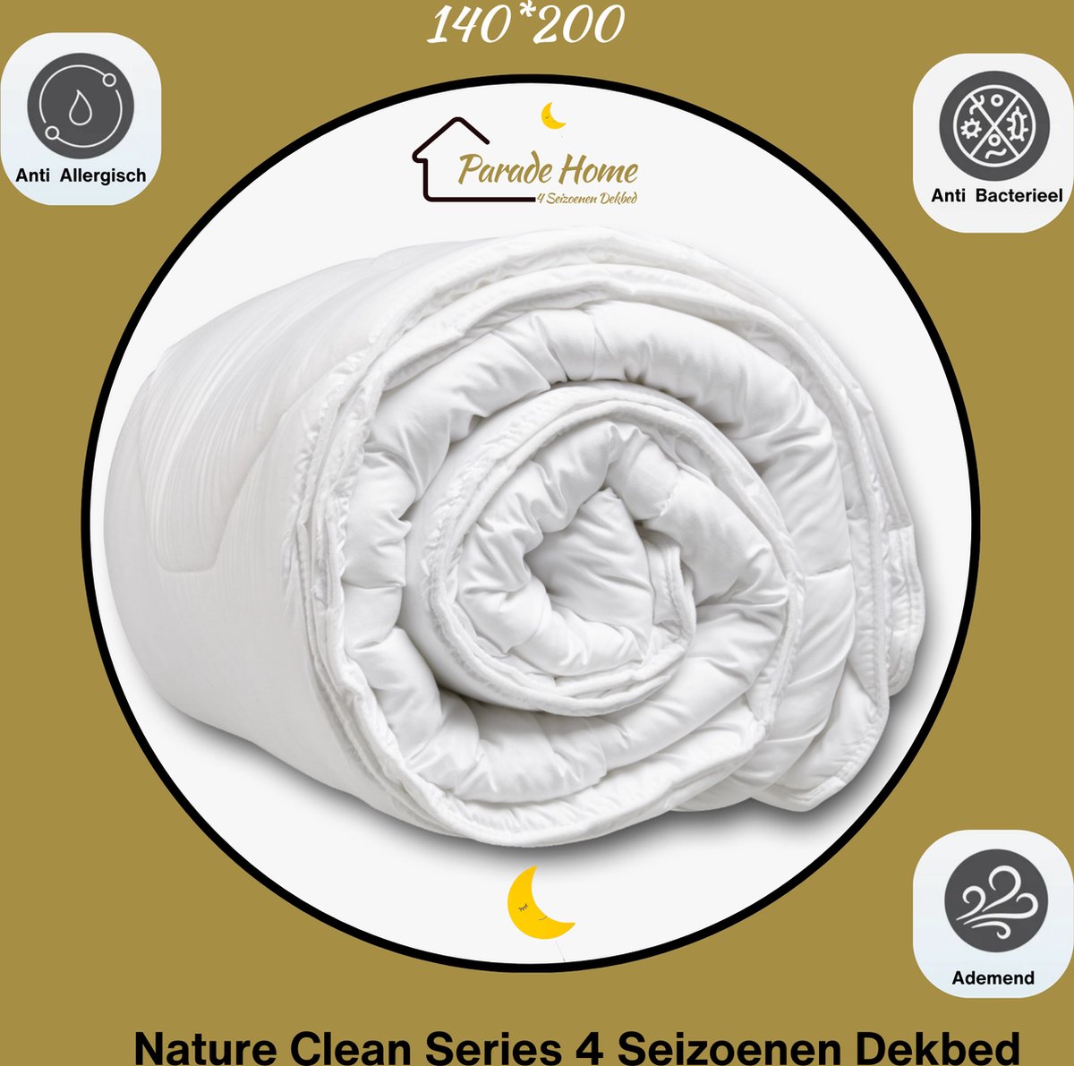 Parade Home® Nature Clean Series - Hotel Kwaliteit 4 Seizoenen Dekbed | 140x200 cm- Anti Allergie Dekbed Met Twee Delen - 3 in 1 Dekbed - Comfort & Ademend - Eenpersoons Dekbed- Zomerdekbed & Winterdekbed
