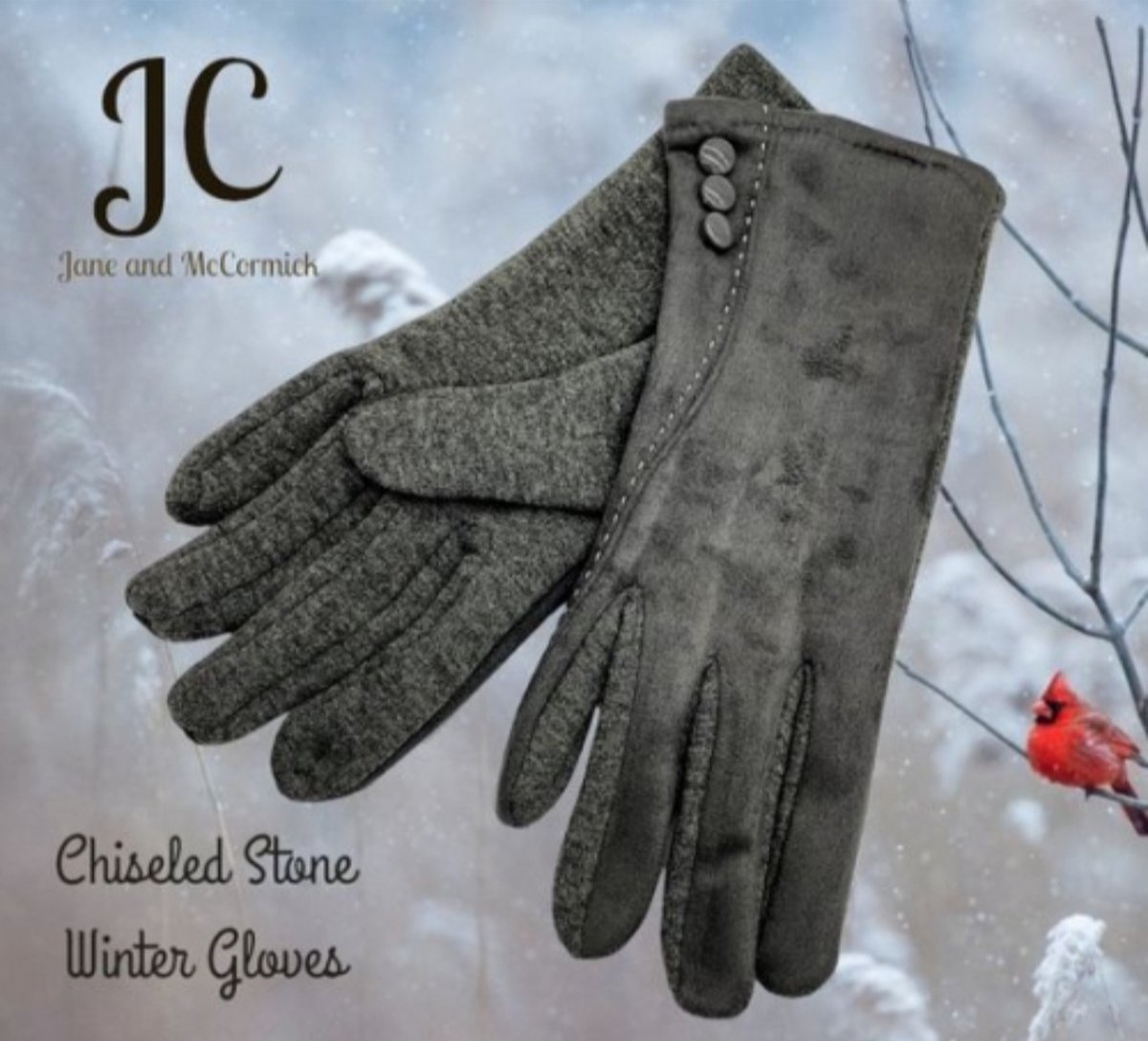 Huiscollectie - JC - Herfst Winter handschoenen - Chiselet Grey / Donker Grijs - Effen Suède Touch met sierstiksel en 3 sierknoopjes - volwassenen jeugd - vrouwen - casual