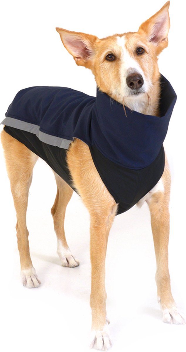 Hondenjas van Softshell en Fleece - Donker blauw - Jas voor Honden - Windhond - Rapid Dog Wear - Maat XL