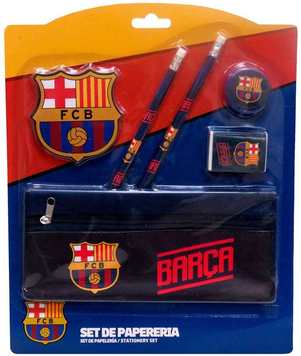 FC Barcelona Stationery Set - Potloden - Gum - Etui - Puntenslijper