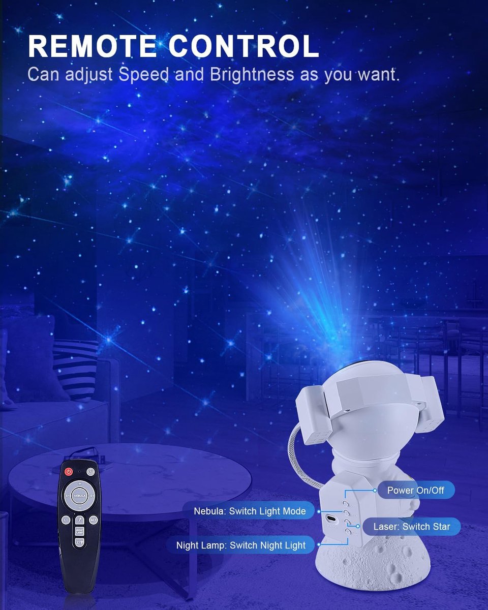 Bluetooth Astronaut Star Light Projector LED Slaapkamer Sfeer Nachtlampje Aurora Moon Nebula Galaxy Verlichting voor kinderen – foto 4