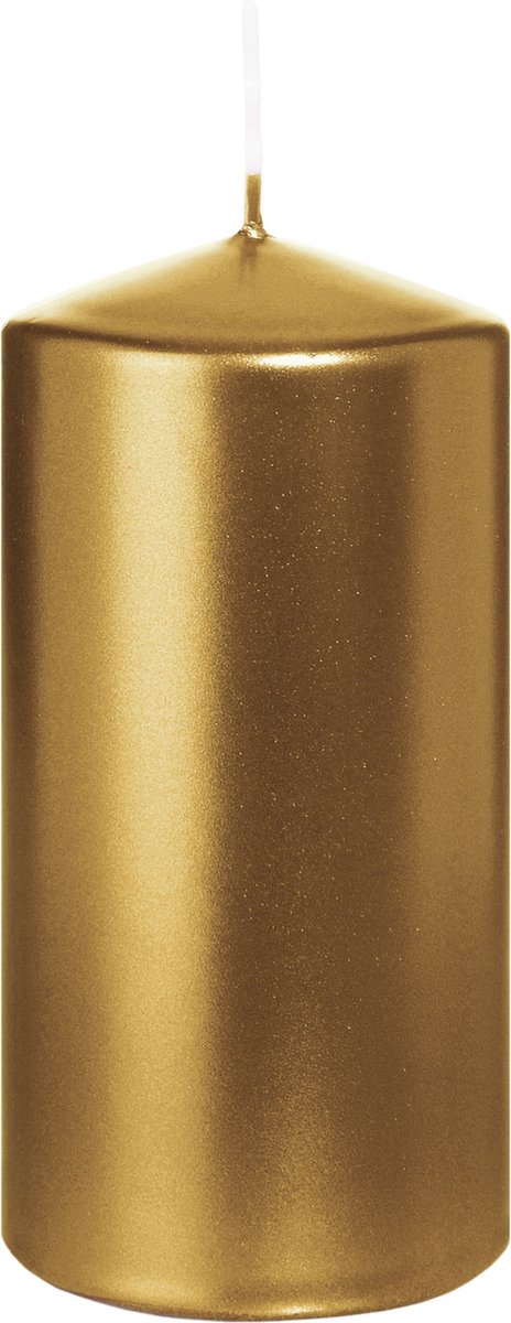 Wiedemann Cilinderkaars/stompkaars - metallic goud - 12 x 6 cm - 33 branduren - zuilkaarsen