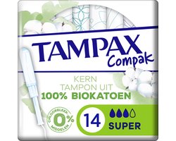 Tampax Tampons Compak Cotton Protection Super Applicator Bio - 14 stuks