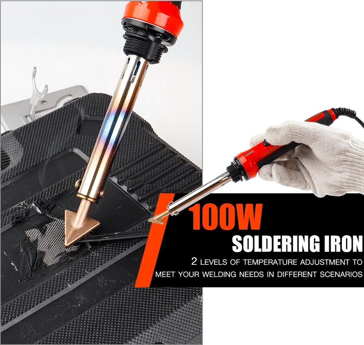 Leder Strijker - leder Strijkpers - Lederen Strijkgereedschap - Strijkgereedschap - Zwart - Rood - 100W - 50W - Met Accessoires