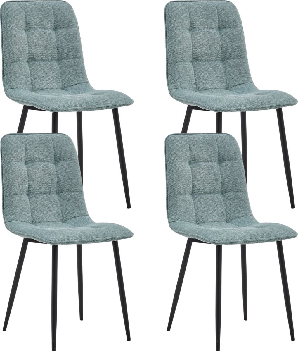 Colenis - Ela Eetkamerstoel - Set Van 4 - Turkoois - Linnen - Design