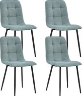Bol.com Colenis® - Ela Eetkamerstoel - Set Van 4 - Turkoois - Linnen Stof - Industrieel aanbieding