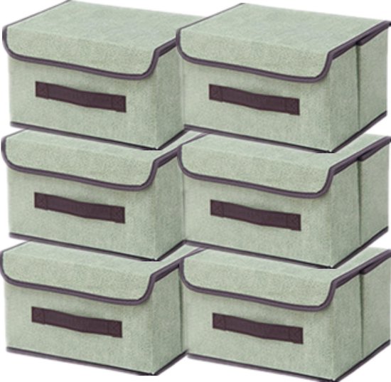 SONGMICS RFB133G01 Opbergkubussen, set van 6 opbergbakken met handvat, niet-geweven stoffen opbergdozen, 33 x 33 x 33 cm, geschikt als kubusvormige