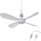Plafondventilator - 5 Meter lang Snoer - 40cm Ø - Kunststof - Slaapkamer - Woonkamer - Plafond Ventilator - 5W - Opvouwbaar - Stil 25 dB - Wit