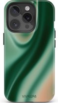 VivaLora Coque de téléphone robuste iPhone 14 Pro avec MagSafe – Imprimé satiné scintillant – Coque de téléphone 2 en 1 – Coque rigide et coque arrière en Siliconen – Protection Extra – Coque antichoc – Vert dégradé