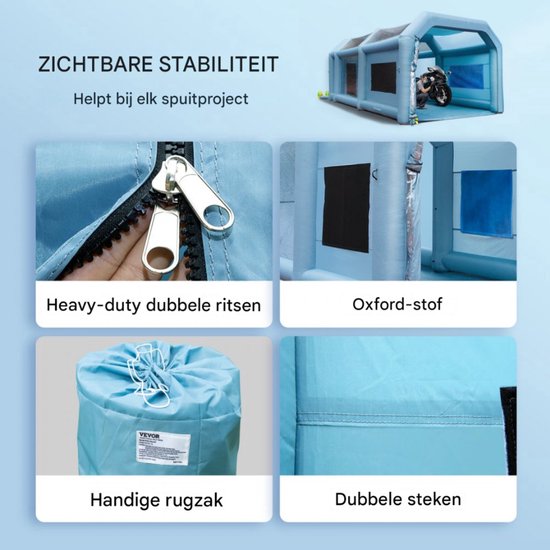 Opblaasbare Spuitcabine - Verfcabine - Draagbaar - 5.8x2.3 M - Blauw — afbeelding 5