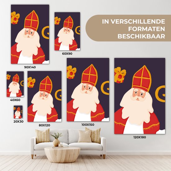 Tableau sur toile Sinterklaas - Personnel - Saint - Enfants - Garçons - Filles - Kids - 120x180 cm - Décoration murale XXL