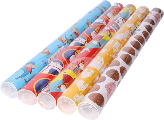 Design Group Rollen inpakpapier/cadeaupapier - 5x stuks - sinterklaas - 250 x 45 cm - papier