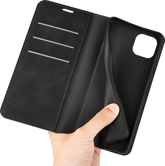 Coque pour iPhone 14 - Bookcase portefeuille de Luxe (fermeture magnétique) - Zwart - Étui pour téléphone portable - Étui de téléphone adapté pour iPhone 14