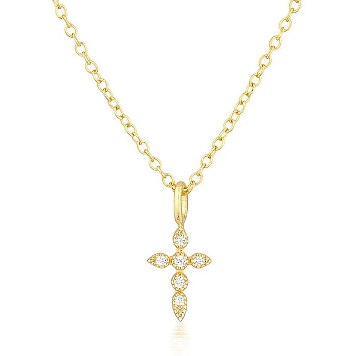 Elenza 925 Ketting verguld met Kruishanger en Diamantjes – Klassiek en Elegant