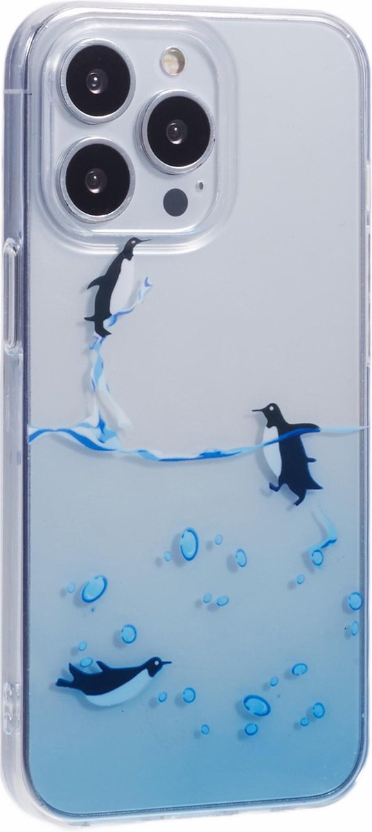 Peachy Pinguin Ocean TPU hoesje geschikt voor iPhone 14 Pro Max - doorzichtig