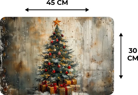 Napperons - 6 pièces - 45x30 cm - Set de table plastique - Sapin de Noël - Vintage - Noël - Cadeau - Sets Assiettes - Décoration pour la table - Accessoires de décoration de table de Cuisine - Tapis Vinyl - Décoration de table
