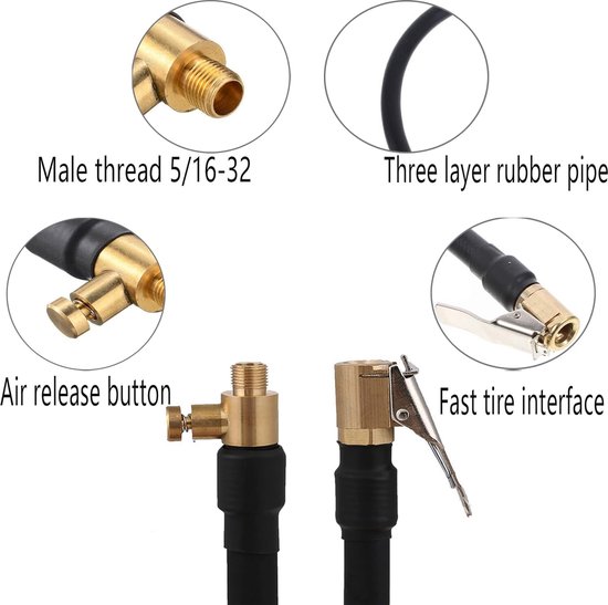 BGS 3242-1 Reserveslang met adapter voor bandenpomp | 1 m | Automotive Line
