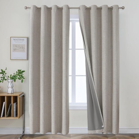 Deconovo Verduisterende Gordijnen met Ringen – Kant en Klaar Thermische Gordijnen voor Slaapkamer en Woonkamer, Chocolade, 140x180 cm (2 stuks
