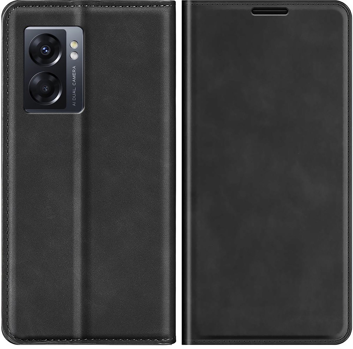Cazy hoesje geschikt voor Oppo A77 - Hoesje met Pasjeshouder - Luxe Book Case - Zwart
