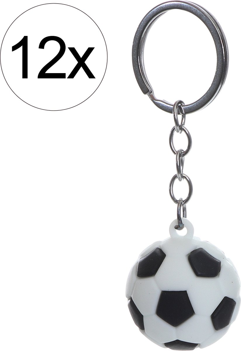 12x sleutelhanger voetbal sport uitdeelgeschenk versiering geschenk
