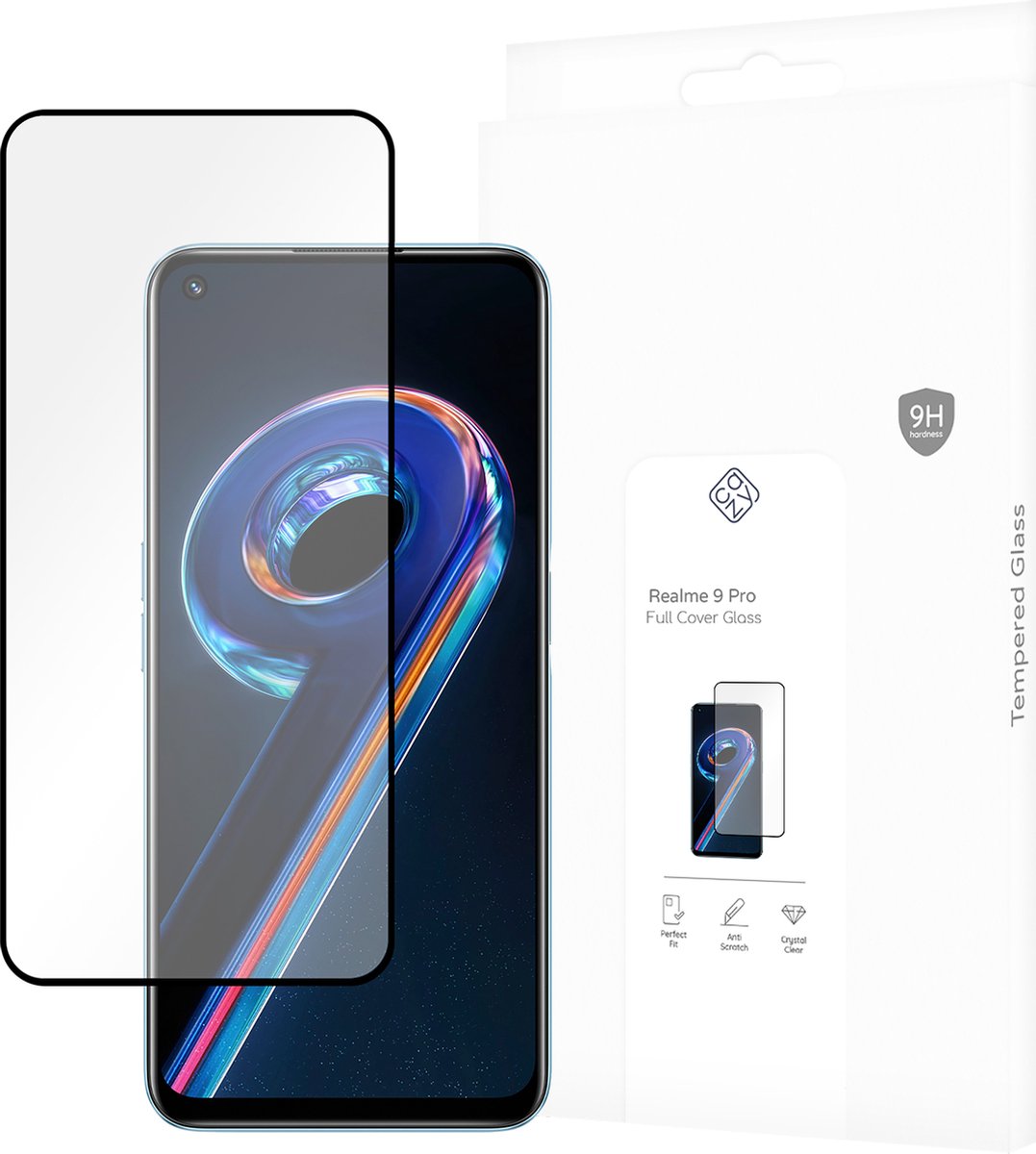 Cazy screenprotector geschikt voor Realme 9 Pro - Screenprotector Full Cover Gehard Glas