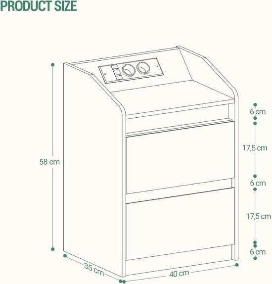 EUGAD 3D Effect Bedside Tables Set of 2 Bedside Tables with 3 Drawers Modern Design 40 x 40 x 62.5 cm for Bedroom, Living Room, MDF and Metal, White Gold, 0004CTG-2