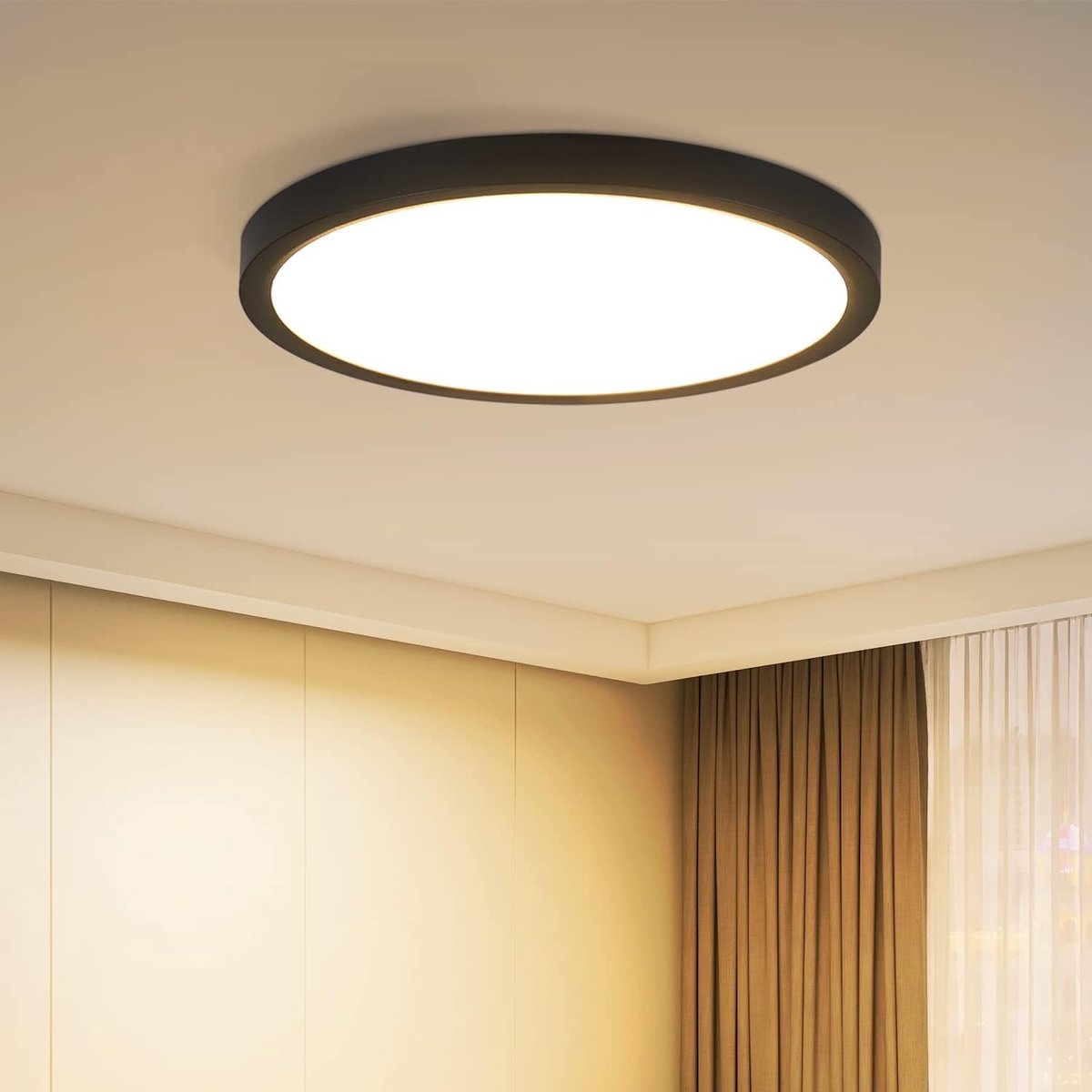 NETTLIFE LED Plafonnière - Zwart - rond - klein - warmwit licht - 15 W - ⌀18cm - Woonkamer Slaapkamer Hal
