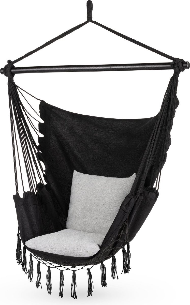 Outtec® Hangstoel met 2 Kussens - 100x130x75cm, tot 140 kg - Boho Fringed Fauteuil, Zitzak, Schommel - voor Buiten, Tuin, Balkon, Huis