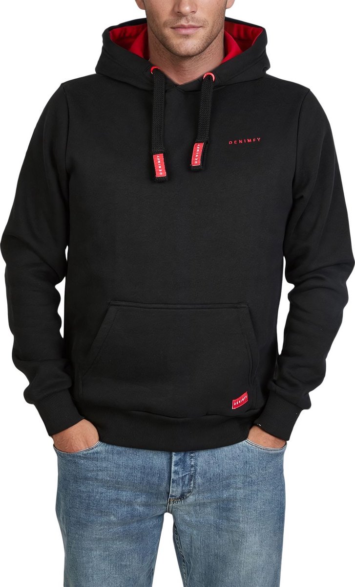 DENIMFY Heren Sweatshirt DFBenno regular fit Zwart M Volwassenen hoodie / capuchon trui