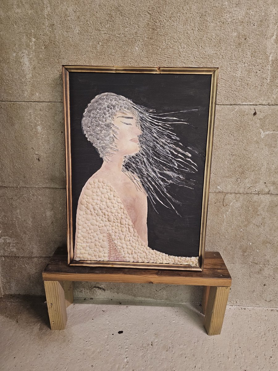 Uniek handgemaakt wanddecoratie decoratie prachtige vrouw aparte 3d design 50x70cm groot schilderij canvas