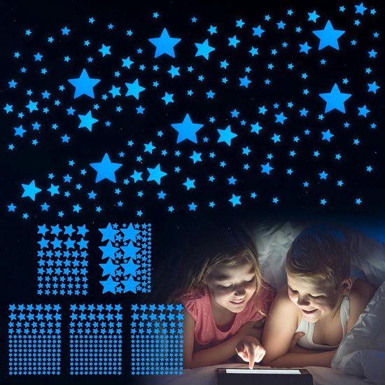 Nuvance - Glow in the Dark Sterren- Planeten - 10 stuks - Muurstickers Babykamer