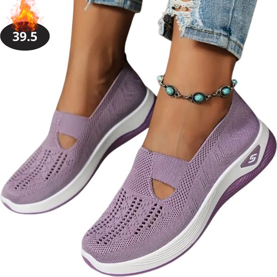 Livano Chaussures pour femmes Femme - Baskets pour femmes - Confortables - Slippers - Décontracté - Adulte - Violet Clair - Taille 39,5