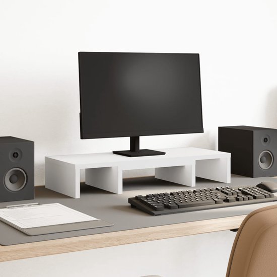 Monitorstandaard 50x27x20 cm bewerkt hout wit