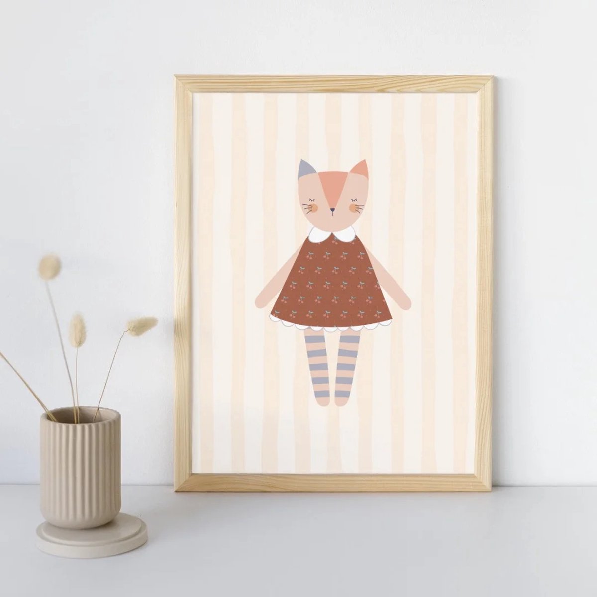 Kinderkamer poster met dieren - Dress up cat | Babykamer | kinderkamer decoratie | meidenkamer poster met schattige kat | Wanddecoratie | 30x40 cm