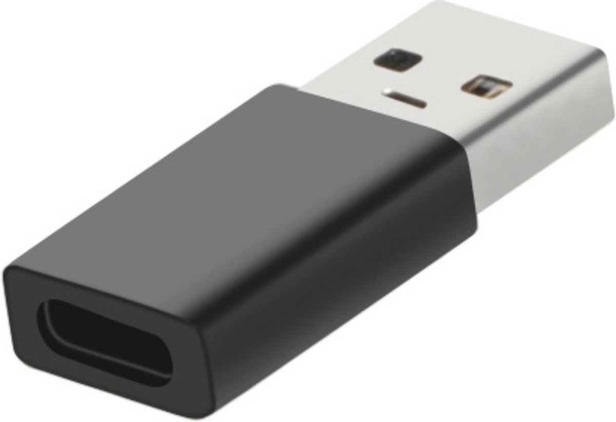 Mobiparts USB-A naar USB-C Adapter - Zwart