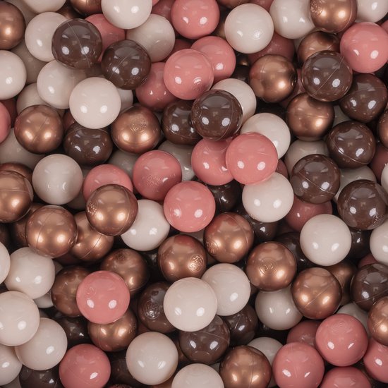 KiddyMoon Piscine à balles Piscine à balles avec boules colorées 90X30cm/300 balles ∅ 7Cm Pour bébés enfants Ronde, Automne: Couleurs Marron/Rouge Cuivre/Beige Pastel/Saumon