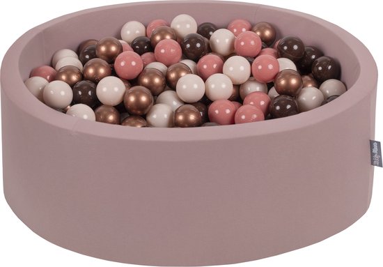 KiddyMoon Piscine à balles Piscine à balles avec boules colorées 90X30cm/300 balles ∅ 7Cm Pour bébés enfants Ronde, Automne: Couleurs Marron/Rouge Cuivre/Beige Pastel/Saumon