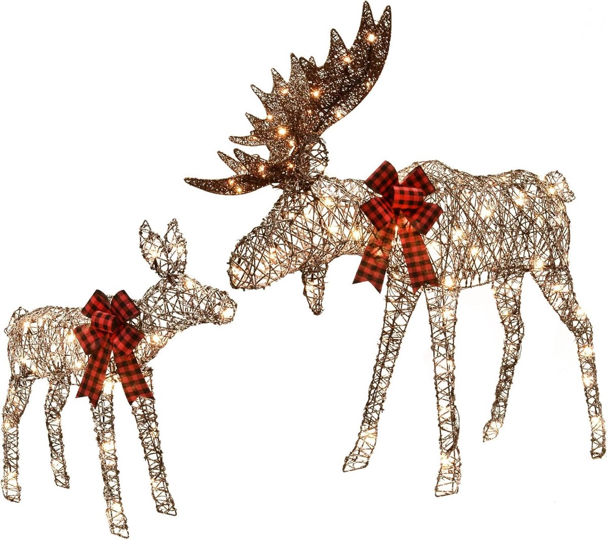 Kerstfiguur Chip eland wit met verlichting 14,5 x 20 x 12 cm 3 stuks