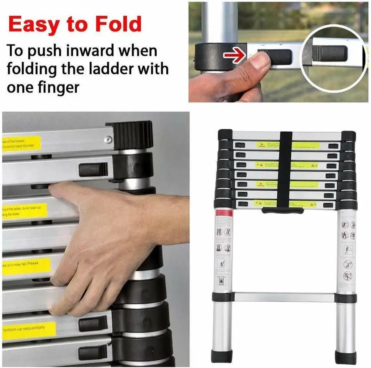 Telescopische Vouwladder 5 Meter - Trapladder - inklapbaar - Ladder voor in de bouw