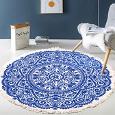 Inovra ® Tapis antidérapant lavable Tapis rond Tapis de Cuisine Tapis Boho Vintage Lavable en machine Tapis pour Salon Chambre Patio 100 × 100 cm, 5100
