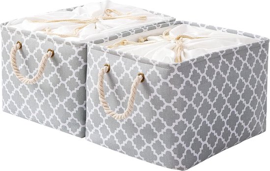 Basics Opbergkubus, opvouwbaar, stof, organizer, met handgrepen, set van 6, effen beige, 33 x 33 x 33 cm