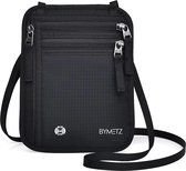 ByMetz® Nektasje - Paspoorttasje - Paspoorthouder met RFID blokkering - Reistasje ideaal voor onder de kleding - Reisportemonnee - Zwart