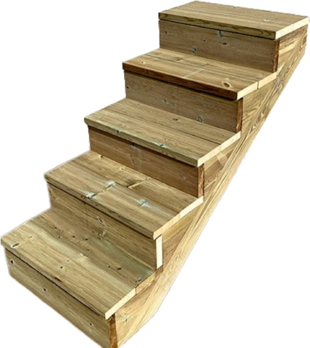 BERLIN Houten Buitentrap - 5 Gesloten Treden 88 cm Hoog - 80 cm Breed