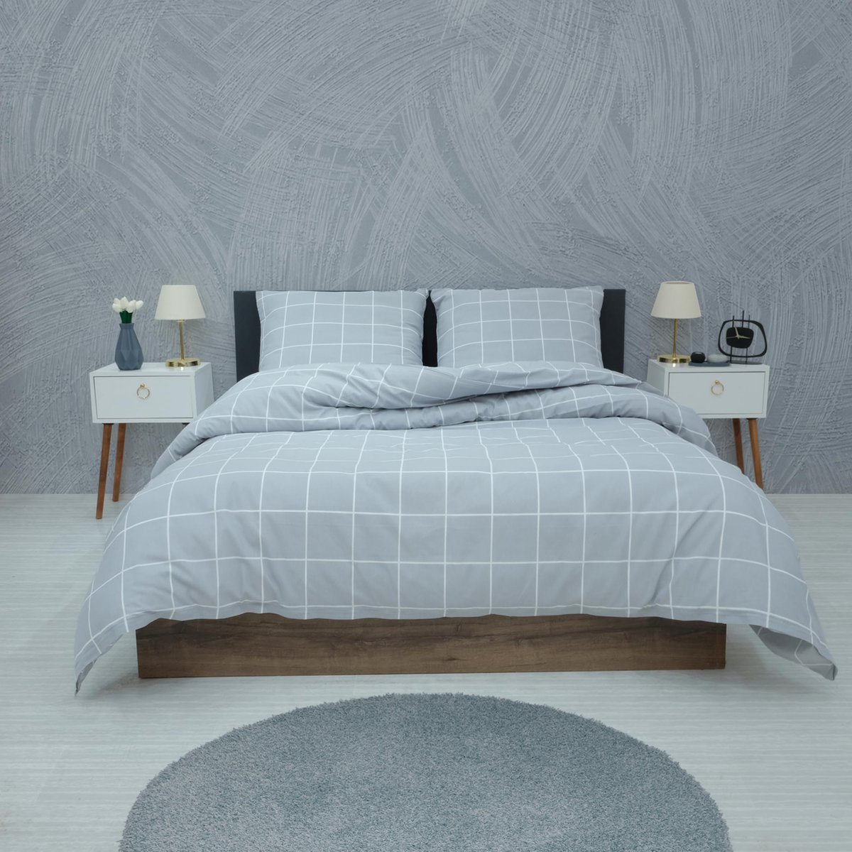 Goodivery ® Beddengoedset van Hoogwaardige Kwaliteit met Katoen en Polyester in Grijs Design