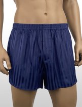 Boxer en Soie - 100% Soie - Design Exclusif à Rayures Jacquard - Couleur Bleu Nuit - Taille XL